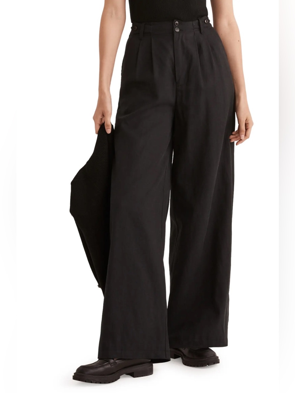 Madewell Harlow Wide Leg Pants Black Size 6 NWT - Picture 3 of 15